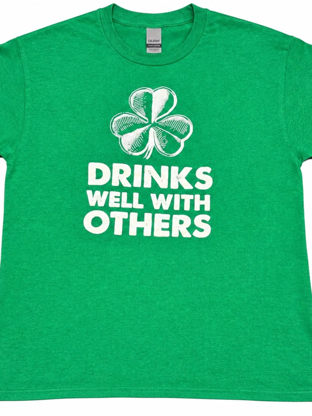 Gildan Heavy Cotton Shamrock Drinks Well With Others Green Tee L